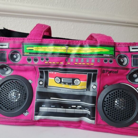 Vintage III Parcel Boombox Speaker Handbag Audio Shoulder Tote Bag Y2K Pink - Picture 4 of 16